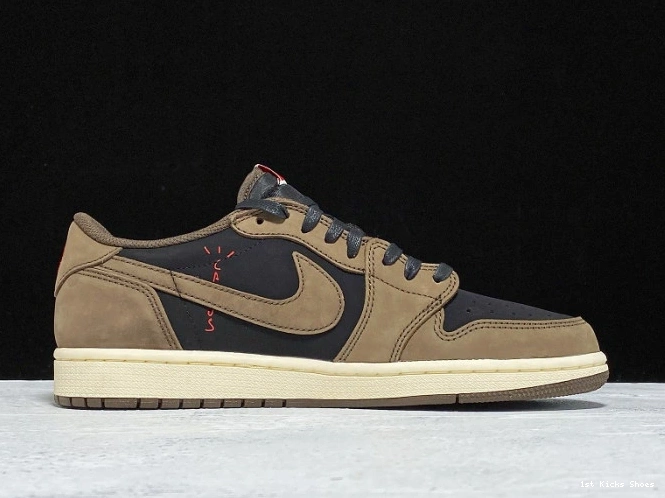 1st Kicks Shoes x Jordan Dark Travis CQ4277-001 Mocha Air SP Scott 1 Low OG 0806